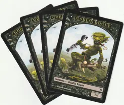 ✪ 4 MAGIC The Gathering GOBLIN ROUGE Black Creature Token PLAYSET LRW/EN 2007 - Image 1