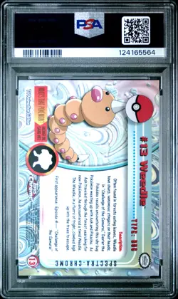 2000 TOPPS CHROME POKEMON T.V. SPECTRA #13 WEEDLE PSA 10 - Image 2