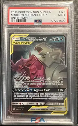 Pokemon TCG Mega Sableye & Tyranitar GX 126/236 Unified Minds PSA 9 Mint - Image 1