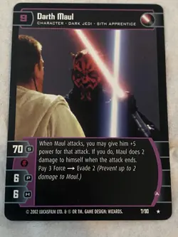 2002 Star Wars TCG WOTC DARTH MAUL (A) Rare Card LP - Image 1