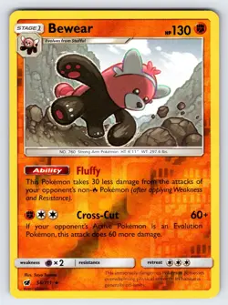 Bewear 56/111 2017 Crimson Invasion Pokemon Card TCG Reverse Holo Rare - Nm/Vlp - Image 1
