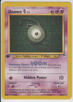 Pokemon Card - Unown [Z] Neo Destiny 1st Edition 60/105 Uncommon LP - Image 1