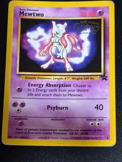 Mewtwo Pokemon WB Promo Card 1999, Moderately played condition, - Image 2