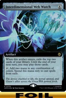1x - Interdimensional Web Watch - FOIL EXTENDED ART - Marvel's Spider-Man MTG - Image 1