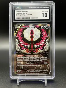 Pokemon TCG Galarian Moltres V - Chilling Reign - 177/198- Graded CGC 10 Gem M - Image 1