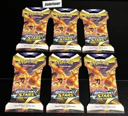 New Lot of 6 Pokemon TCG: Sword & Shield Brilliant Stars Sleeved Booster Pack - Image 1