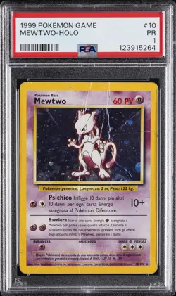 1999 POKEMON GAME #10 MEWTWO-HOLO PSA 1 - Image 1