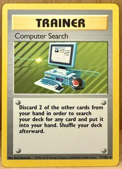 Computer Search Pokemon TCG Base Set Trainer Card 71/102 Unlimited Rare LP - Image 1