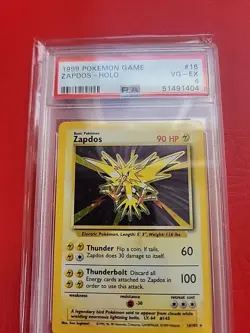 1999 Zapdos Base Set Holo Pokemon Card 16/102 PSA 4 VG-EX Slab & Sleeved - Image 4