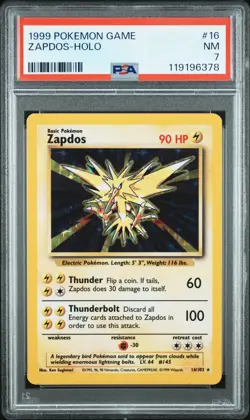 1999 POKEMON GAME #16 ZAPDOS-HOLO PSA 7 - Image 1
