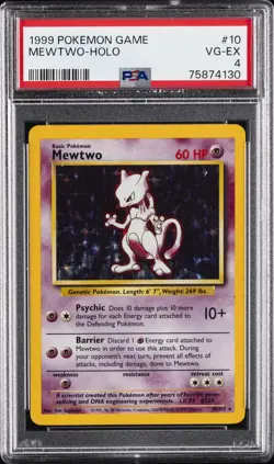 1999 POKEMON GAME #10 MEWTWO-HOLO PSA 4 - Image 1