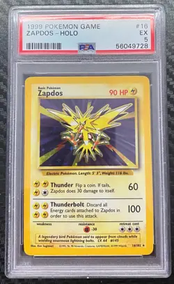 1999 Pokemon 16 Zapdos Holo PSA 5 - Image 1