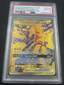 2021 POKEMON SM PREMIUM COLLECTION FULL ART/PIKACHU & ZEKROM GX PSA 8 - Image 2