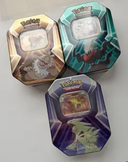 TCG Pokemon Factory Sealed Tin | Darkai, Tyranitar, Slaking Triple Whammy - Image 1