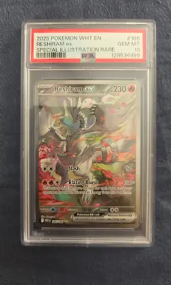 PSA 10 GEM MINT 2025 Pokemon White Reshiram ex #166 Special Illustration Rare - Image 1