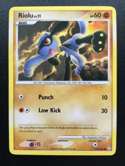 Old Pokemon Riolu Card Diamond & Pearl Legends Awakened 117/146 - 2008 TCG NM - Image 1