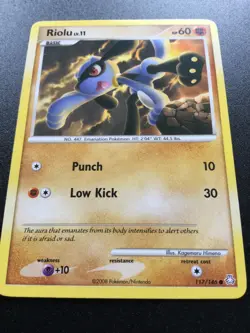 Old Pokemon Riolu Card Diamond & Pearl Legends Awakened 117/146 - 2008 TCG NM - Image 2