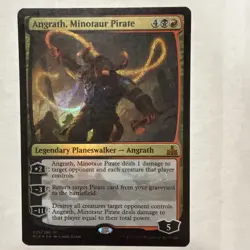 MTG FOIL Angrath, Minotaur Pirate - Rivals of Ixalan #201. NM - Image 1