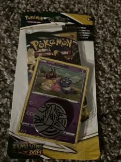 Pokemon TCG Evolving Skies Slowpoke foil Blister Pack Riolu Coin Promo SEALED - Image 1