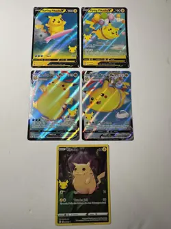 Pokemon Celebrations 25th Anniversary 5 Holo Pikachu Card Lot - Image 1