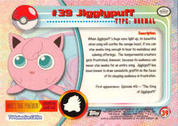 Jigglypuff # 39 - BLACK LOGO - NON-HOLO - SERIES 1 - TOPPS Pokemon Card - NM/LP - Image 2