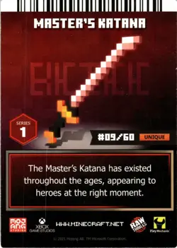Master's Katana 2021 Raw Thrills Minecraft Dungeons Arcade Vending Cards #9 - Image 2