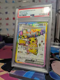 Pikachu EX 2024 Surging Sparks SSP Ultra Rare Card 219/191 PSA NM-MT 8 - Image 2
