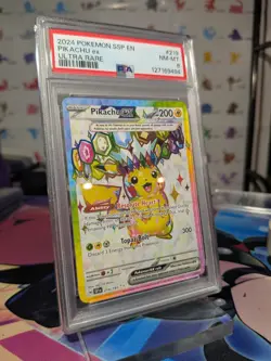 Pikachu EX 2024 Surging Sparks SSP Ultra Rare Card 219/191 PSA NM-MT 8 - Image 3