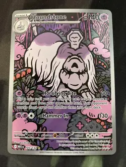 Houndstone 145/132 Me01: Mega Evolution Holo Pokemon Card Full Art Psychic Type - Image 1