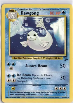 Pokemon TCG Dewgong Base Set 2 Unlimited Uncommon Card 36/130 Trading Card TCG - Image 1