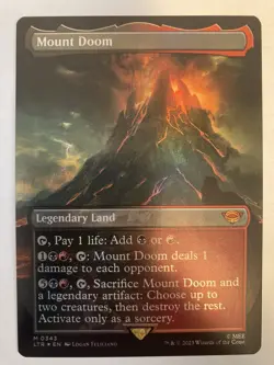 Magic MTG Mount Doom LTR 0343 Alternate Full Art Borderless Foil Rare - Image 1