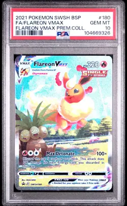 2021 POKEMON SWSH BLACK STAR PROMO #180 FULL ART/FLAREON VMAX PSA 10 - Image 1