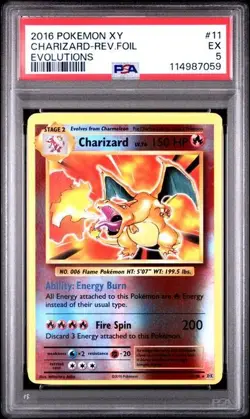 2016 POKEMON XY EVOLUTIONS #11/108 CHARIZARD REVERSE FOIL HOLO PSA 5 - Image 1