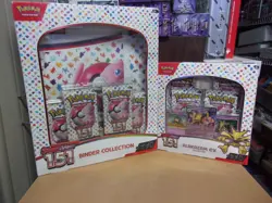 POKEMON 151 POSTER + ALAKAZAM + BINDER + ZAPDOS COLLECTION BOXES - Image 1