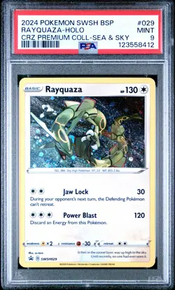 2024 POKEMON SWSH BLACK STAR PROMO #029 RAYQUAZA-HOLO PSA 9 - Image 1