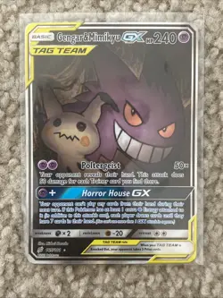 Pokemon TCG Gengar & Mimikyu GX Alternate Full Art Card 165/181 Team Up Holo - Image 1