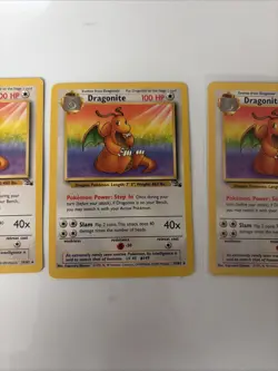 Pokemon Dragonite Fossil 19/62 Non-Holo Unlimited Rare Card Lot 3 - Image 3