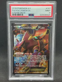 2016 PSA 9 MINT Pokemon TCG Card Volcanion EX 107/114 XY Steam Siege Holo - Image 1