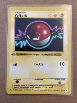 Pokemon TCG Voltorb Base Set 67/102 1st Edition Never Played Near Mint - Image 1