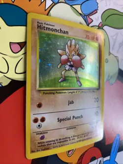 Pokemon Hitmonchan 7/102 WotC Base Set Holo Rare HP - Image 2