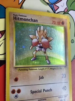 Pokemon Hitmonchan 7/102 WotC Base Set Holo Rare HP - Image 5