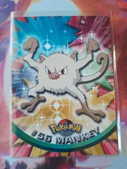 1999 Pokemon Topps Series 1 #56 Mankey Straight From Pack to Sleeve NM Vintage - Image 1