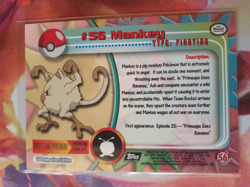 1999 Pokemon Topps Series 1 #56 Mankey Straight From Pack to Sleeve NM Vintage - Image 2