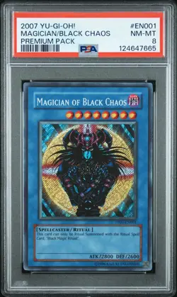 2007 Yu-Gi-Oh! Magician of Black Chaos Premium Pack 1 PP01 Secret Rare PSA 8 - Image 1