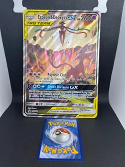 Espeon & Deoxys GX SM240 Tag Team Black Star Promo JUMBO Pokemon 2020 - Image 1