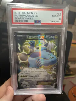 2015 POKEMON XY ROARING SKIES THUNDURUS EX #98 FULL ART PSA NM-MT 8 - Image 2
