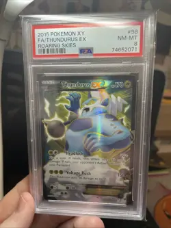 2015 POKEMON XY ROARING SKIES THUNDURUS EX #98 FULL ART PSA NM-MT 8 - Image 3