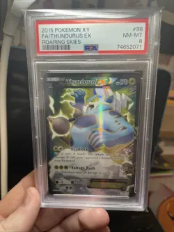 2015 POKEMON XY ROARING SKIES THUNDURUS EX #98 FULL ART PSA NM-MT 8 - Image 4