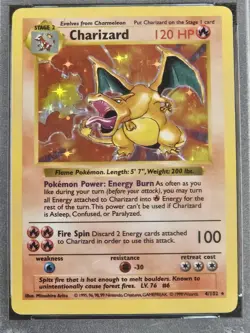 1999 Pokemon TCG Charizard Base Set Holo Shadowless Rare 4/102 PSA 6 - Image 3