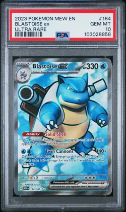 2023 POKEMON MEW EN-151 ULTRA RARE #184 BLASTOISE EX PSA 10 - Image 1